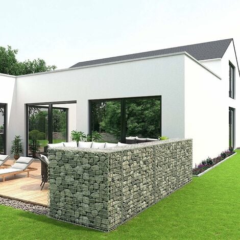 Lot de 10, Gabion pour Pierre, 100 x 90 x 30cm, cloture gabion, Argent, Cage en Métal, Mur, Décoration de Jardin