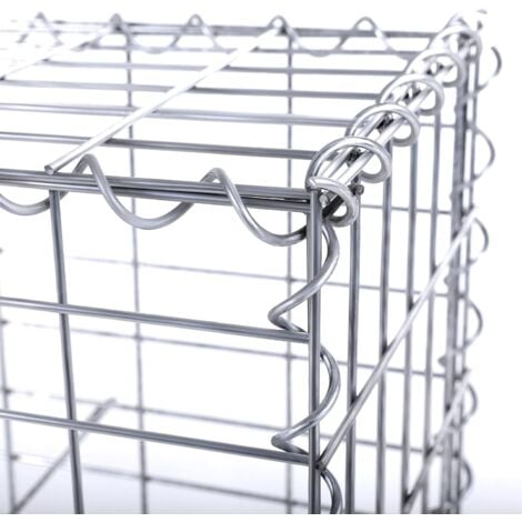 Lot de 10, Gabion pour Pierre, 100 x 90 x 30cm, cloture gabion, Argent, Cage en Métal, Mur, Décoration de Jardin