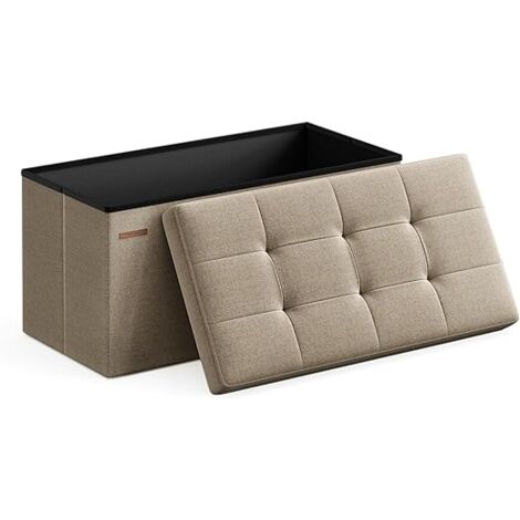 Songmics – Banc de rangement pliant 76 cm – Tissu respirant – Coins renforcés – Assise confortable – Capacité 300 kg – Taupe clair (1/5)