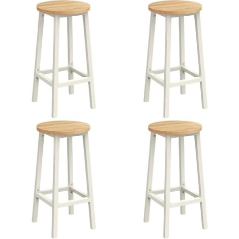 Vasagle – Lot de 4 tabourets de bar en métal – Hauteur 65 cm – Siège haut avec repose-pieds – Montage facile – Pour cuisine et salon – Blanc
