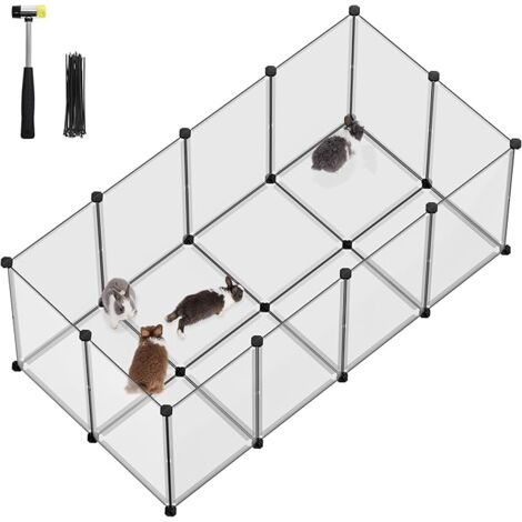Feandrea – Parc enclos modulable pour petits animaux – Plastique durable – Dimensions 145 x 72 x 57 cm – Intérieur – Couleur blanche (1/5)