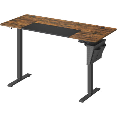 Songmics – Bureau assis debout électrique 60 x 140 cm – Hauteur réglable 72-120 cm – Mémoire 4 hauteurs – Cadre acier – Dessus épais marron rustique