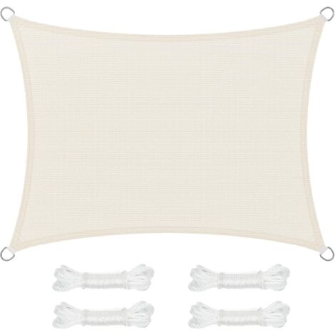 Songmics – Voile d'ombrage 3 x 4 m – Tissu HDPE 180 g/m² perméable à l'eau – Protection solaire 80-85% – Forme concave avec cordes de 2 m (1/5)