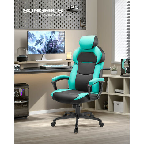 SONGMICS OBG064B01 : Chaise De Bureau Ergonomique Gamer Noir, 150 Kg