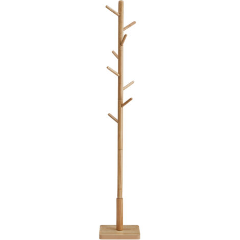 Vasagle – Portemanteau en bois d'hévéa 8 crochets – Dimensions 30 x 30 x 176 cm – Capacité 24 kg – Support stable pour manteaux et chapeaux