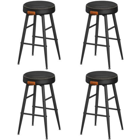 Collection Echo Tabouret de Bar, Lot de 4, Chaise de Cuisine, Siège Haut, en PU avec Coutures, Hauteur Assise 63 cm, pour Cuisine, Bar à Domicile, Montage Facile, Noir Pur (1/5)