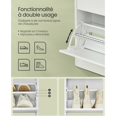 Meuble à Chaussures 4 Portes Battantes 24 X 105,5 X 82,7 Cm Blanc Karsen M25075771