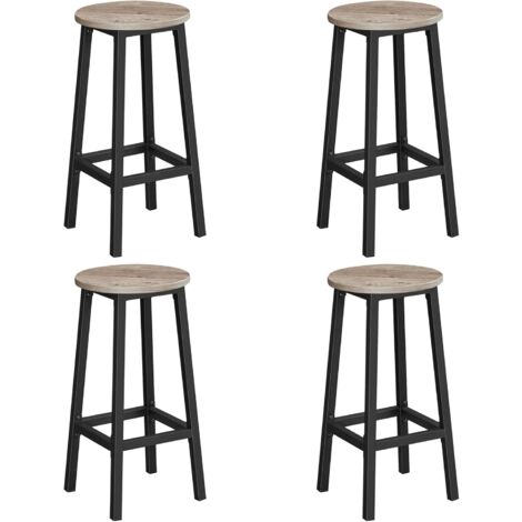 Vasagle – Lot de 4 tabourets de bar – Cadre en métal – Hauteur 65 cm – Siège haut avec repose-pieds – Charge max 100 kg – Montage facile