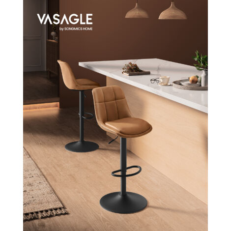 Tabourets De Bar VASAGLE - Lot De 2 Pivotants Réglables (Marron Caramel)