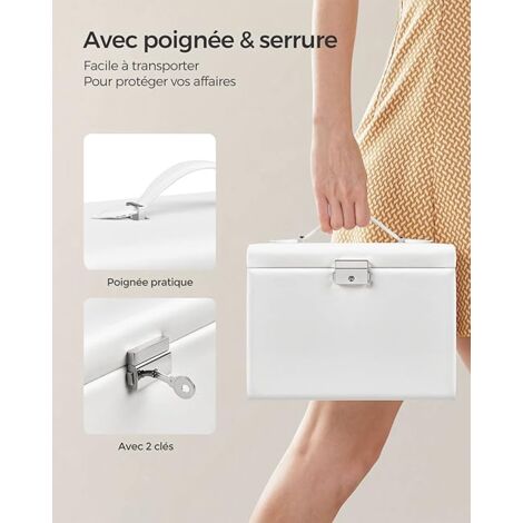 KAMIER Boîte à bijoux pour femme, grande boîte de rangement à bijoux à 6 couches avec miroir et 5 tiroirs pour bagues, boucles d'oreilles, collie KAMIER Boîte à bijoux pour femme, grande boîte de rangement à bijoux à 6 couches avec miroir et 5 tiroirs pour bagues, boucles d'oreilles, collie