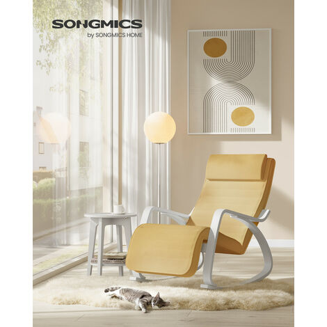 Fauteuil À Bascule Allaitement Scandinave En Tissu Avec Pieds En E' Bois Métal, Gris à Prix