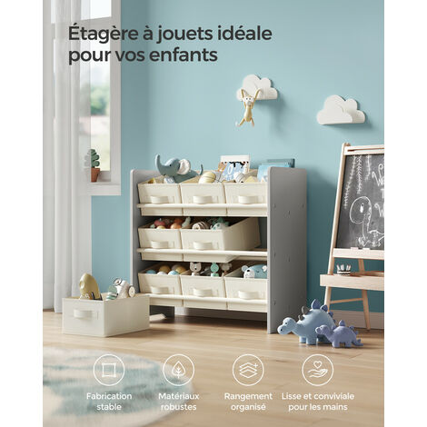 SONGMICS Étagère De Rangement Enfant 9 Boîtes - Motif Espace, Organiseur Jouets Et Livres Chambre, 62,5 X 29,5 X 60 Cm Blanc GKR33WT
