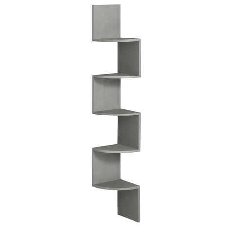 VASAGLE Étagère d’Angle Murale, Étagère de Rangement à 5 Niveaux, Étagère à Plantes, pour Chambre à Coucher, Salon, Salle de Bain, Bureau à Domicile, Gris Tourterelle