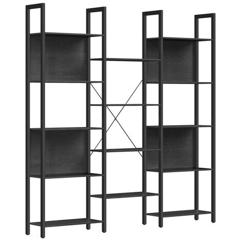 VASAGLE Bibliothèque, Étagère de Rangement, avec 14 Compartiments, Cadre en Métal, pour Salon, Bureau, Style Industriel, 24 x 158 x 166 cm, Noir