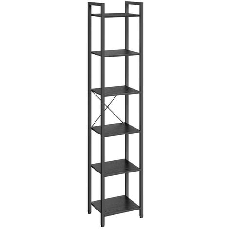 VASAGLE Étagère 6 Niveaux, Bibliothèque, Meuble de Rangement, pour Bureau, Salon, Chambre, 30 x 40 x 187,5 cm, Style Industriel, Noir Boisé et Noir