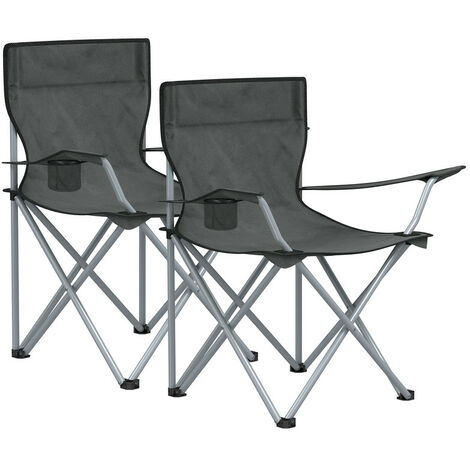 Songmics – Chaise pliante de jardin – Lot de 2 – Capacité 120 kg – Tissu Oxford 600D hydrofuge – Accoudoirs et porte-gobelet – Pliable et portable (1/5)