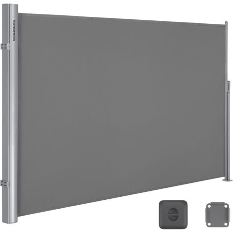 Songmics – Store latéral rétractable 160 x 400 cm – Brise-vue opaque UPF 50+ – Aluminium durable – Montage facile avec support au sol