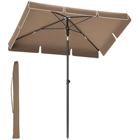 SONGMICS Parasol 200 x 125 cm, Protection Solaire UPF 50+, Inclinable sur 30° dans les 2 sens, Hauteur Réglable, avec Sac de Transport, pour Jardin, Terrasse, sans Base, Marron Noisette