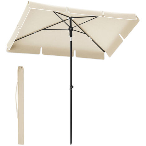 SONGMICS Parasol 230 x 150 cm, Protection Solaire UPF 50+, Inclinable sur 30° dans les 2 sens, Hauteur Réglable, avec Sac de Transport, pour Jardin, Terrasse, sans Base, Beige (1/5)