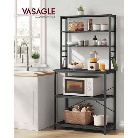 Étagère De Rangement Cuisine 5 Niveaux Avec Plan De Travail - 170x80x40 Cm - Blanc - Support Micro-ondes, Bouteilles, Outils - 3