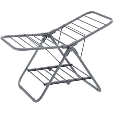 Songmics – Étendoir à linge pliable 2 niveaux – Métal résistant à la rouille – Dimensions 44 x 101 x 54 cm – Pour salle de bain et balcon