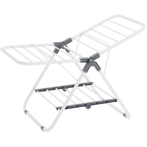 SONGMICS Petit Étendoir à Linge, Séchoir Pliable à 2 Niveaux, Gain de Place, en Métal, pour Petits Vêtements, Serviettes, Salle de Bain, Balcon, 44 x 101 x 54 cm, Blanc Nuage