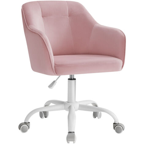 Songmics – Chaise de bureau ergonomique rose bonbon – Siège pivotant réglable en hauteur – Cadre en acier – Tissu velours respirant – Capacité 110 kg