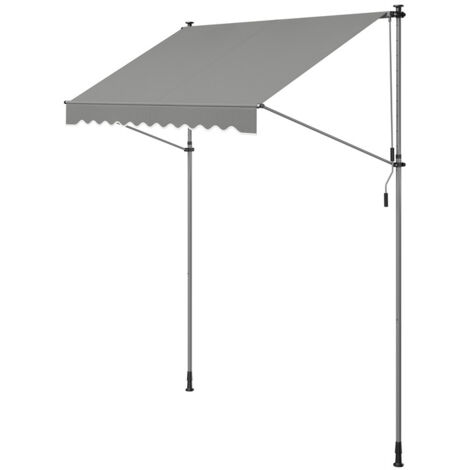 SONGMICS Store Banne Rétractable, Store Manuel, Réglable en Hauteur, avec Manivelle pour Balcon, Jardin, Terrasse, 250 x 120 cm, Gris (1/5)
