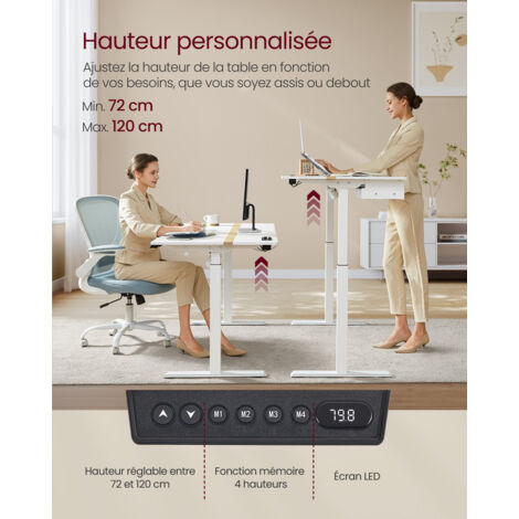 AREBOS Bureau Électrique Réglable 160 X 80 Cm | Hauteur 72-118 Cm | Fonction Mémoire | Bureau Assis-Debout Ergonomique | Table Informatique Pour Télétravail & Maison | Blanc