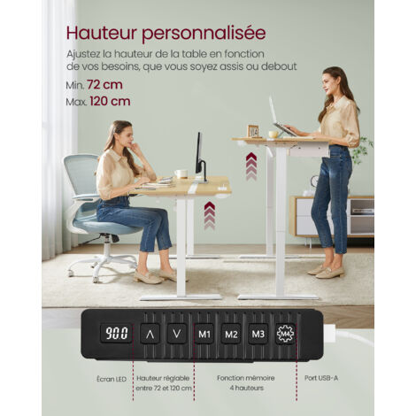Vasagle Bureau Électrique Réglable En Hauteur, Fonction Mémoire De 4 Hauteurs Surface 60 X 120 Cm Rglable En Continu Bureau Assis Debout Marron Rustique  2d2721e2 Ee25 57ee B124 Ced724aa22ea