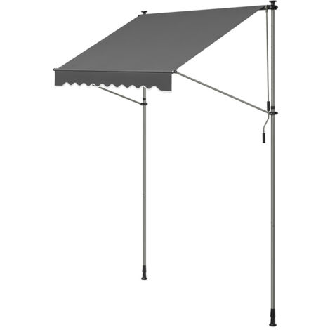 SONGMICS Store Banne Rétractable, Store Manuel, Réglable en Hauteur, avec Manivelle pour Balcon, Jardin, Terrasse, 200 x 120 cm, Gris Anthracite