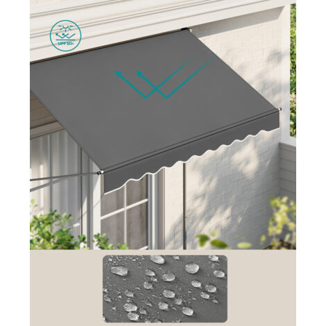 Store Banne Manuel 300x120 Cm - Auvent Terrasse Sans Perçage - Imperméable Et UV 50+ - Noir