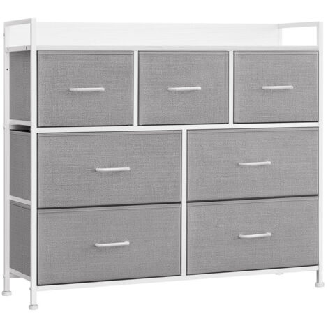 Songmics – Commode enfant 7 tiroirs en tissu – Cadre en métal – Dimensions 98x28,5x85 cm – Pieds réglables et kit anti-basculement inclus (1/5)