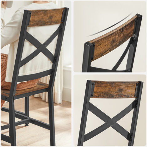 Chaises de Salle à Manger VASAGLE - Lot de 2 - Style Industriel - Marron Rustique et Noir - Maison