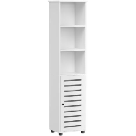 Vasagle – Colonne de salle de bain avec 3 compartiments ouverts et 2 étagères réglables – Panneau aggloméré blanc nuage – Dimensions 30 x 40 x 167 cm