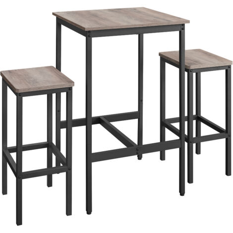 Vasagle – Table haute avec 2 tabourets – Dimensions table 60x60x90cm, tabourets 30x40x65cm – Style industriel – Gain de place pour petites cuisines (1/5)