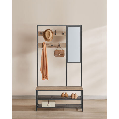 Cintre Enfant Avec étagères, Boîtes Et Miroir - Meuble Rangement Bois Rose Pour Chambre 3-8 Ans