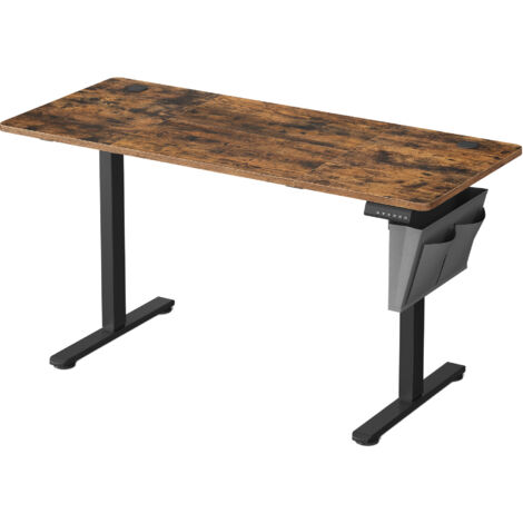 Songmics – Bureau électrique assis-debout 140 x 60 cm – Réglable 72-120 cm – 4 hauteurs mémorisables – Cadre acier silencieux – Pochette de rangement