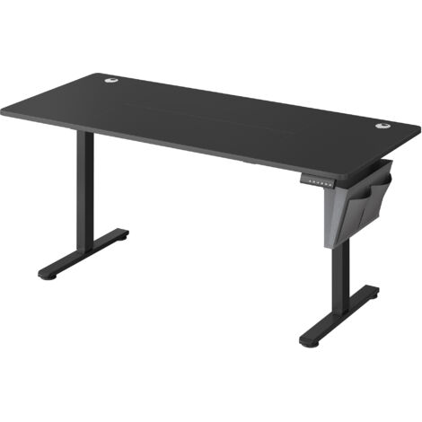 Songmics – Bureau électrique assis-debout réglable 70 x 160 cm – Hauteur 72-120 cm – 4 hauteurs mémorisables – Pochette de rangement – Noir