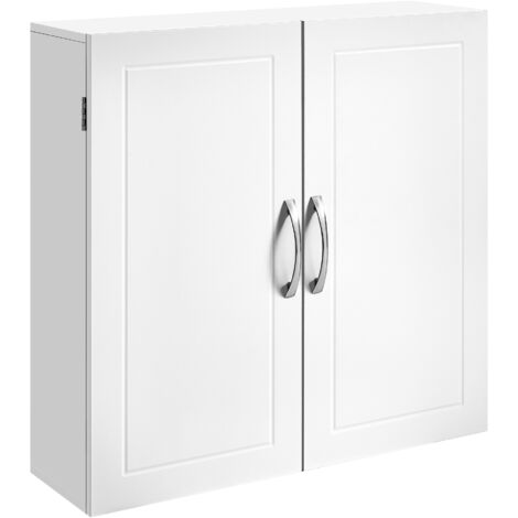 Vasagle – Armoire murale de salle de bain 30 x 60 x 60 cm – 2 étagères réglables – Panneau MDF blanc nuage – Capacité de charge 20 kg