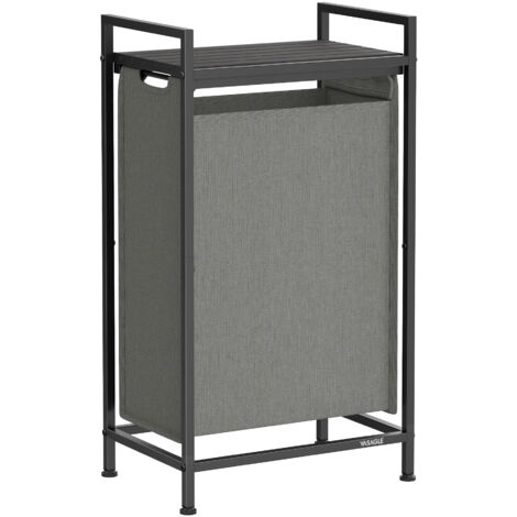 Vasagle – Panier à linge 47L en tissu Oxford – Dimensions 42 x 28 x 75 cm – Cadre en métal – Sac amovible – Gris ardoise et anthracite