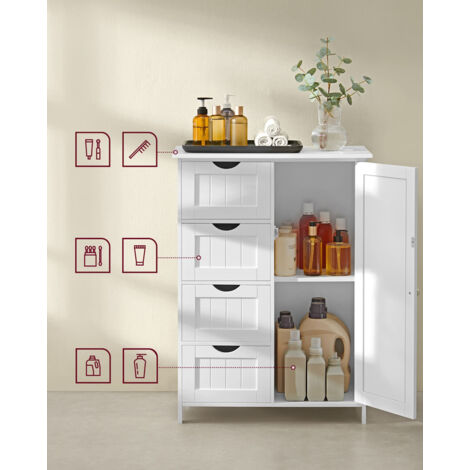 Meuble De Salle De Bain Avec 4 Tiroirs + Placard - Rangement Multicolore