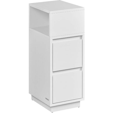 Vasagle – Table de chevet blanc nuage avec 2 tiroirs – Compartiment ouvert flexible – Panneau d'aggloméré et MDF – Dimensions 30x25x65 cm