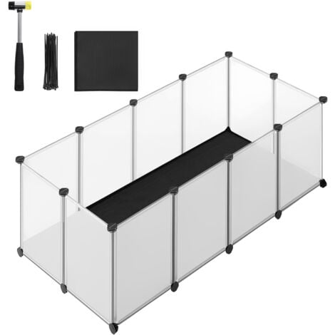 SONGMICS Enclos pour Animaux avec Plancher et Tapis Imperméable et Amovible, Parc pour Petits Animaux, pour Hamsters, Lapin, Hérisson, Cochon d’Inde, 125 x 63 x 42 cm, Blanc