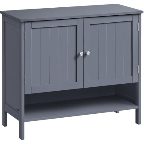Vasagle – Meuble à chaussures 3 niveaux – Étagère réglable 35 x 80 x 70 cm – Panneau MDF gris ardoise – Style campagne moderne pour entrée (1/5)