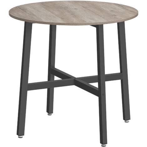 Vasagle – Table à manger ronde 80 x 75 cm – Acier noir et panneau d’aggloméré – Style industriel – Pour salon, cuisine ou bureau (1/5)