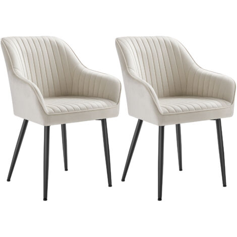 Songmics – Lot de 2 chaises de salle à manger rembourrées en velours – Accoudoirs – Pieds en métal – Charge max 120 kg – Dimensions 60x62,5x85 cm (1/5)