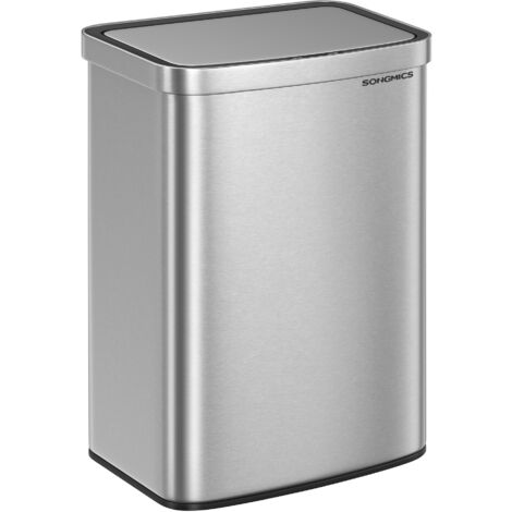 Poubelle De Cuisine Automatique 55L HOMCOM - Ouverture Sensorielle Sans Contact - Acier Inox Anti-traces - Fermeture Douce Silencieuse