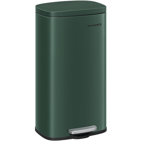 Songmics – Poubelle à pédale 30L – Acier vert rétro – Couvercle à fermeture douce – Dimensions 34,8 x 29,7 x 63,3 cm – Seau intérieur en plastique PP