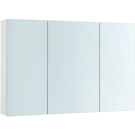 VASAGLE Armoire Murale Salle de Bain, Placard avec Miroir, Meuble de Rangement 3 Portes, 15 x 90 x 60 cm, avec Étagère Réglable, Moderne, Blanc